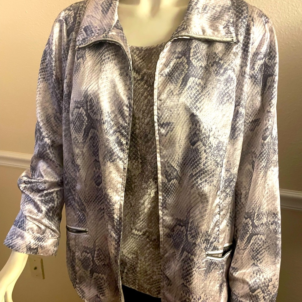 Weekends by Chico’s reptile print.  Two piece shell and jacket.